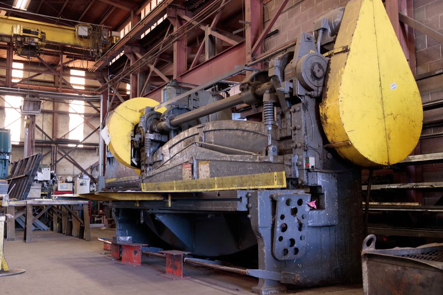 Industrial equipment inside a manufacturing facility
